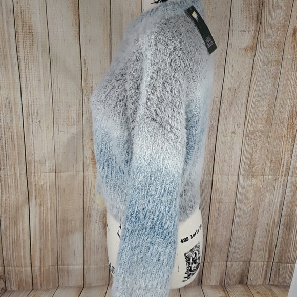 Wild Fable Sweater Fuzzy Pullover Cropped Spacedye Blue Knit Womens - Picture 5 of 7